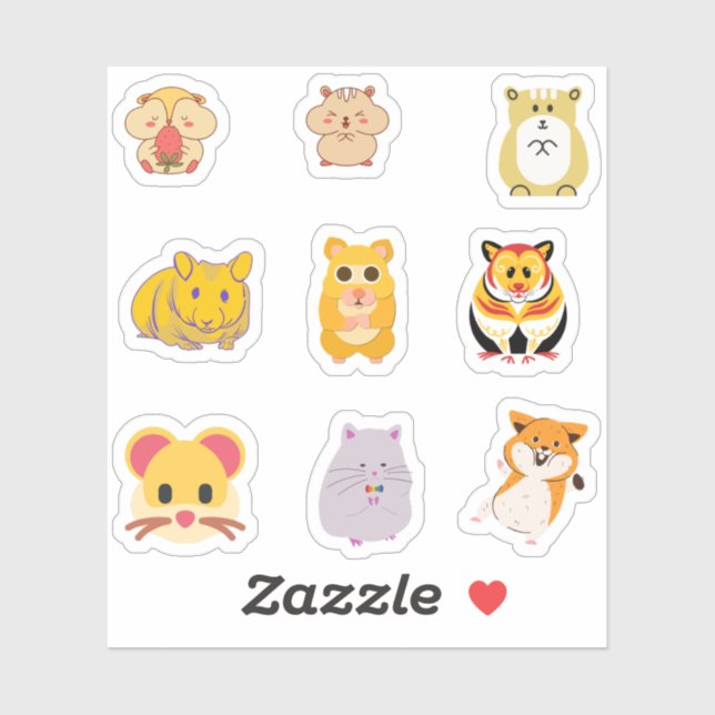 Hamster Stickers Aufkleber (Blatt)
