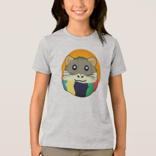 Hamster 🐹 Süße Tier mit bunt gestreiftem Schal Tri-Blend Shirt