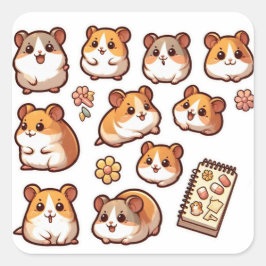 Hamster Teil 1 Quadratischer Aufkleber