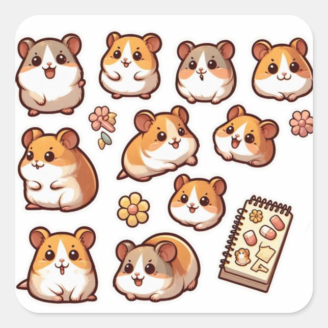 Hamster Teil 1 Quadratischer Aufkleber (Vorderseite)