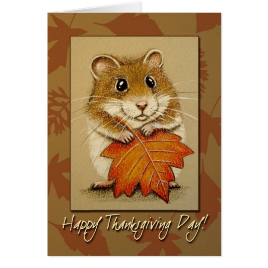 Hamster u. Herbst-Blatt - Erntedank-Karte Karte