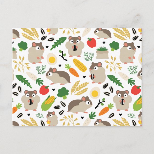 Hamster und ihre Leckereien Postkarte (Vorderseite)