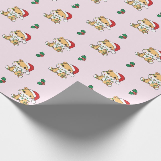 Hamster Weihnachts-Wintertiere Holiday Hamsters Geschenkpapier (Ecke)