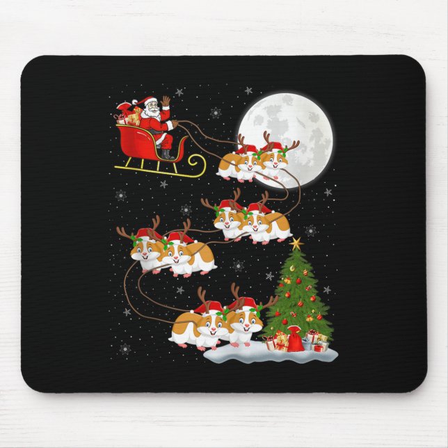 Hamster Weihnachtsmann Schlitten Fliegend Lustiger Mousepad (Vorne)