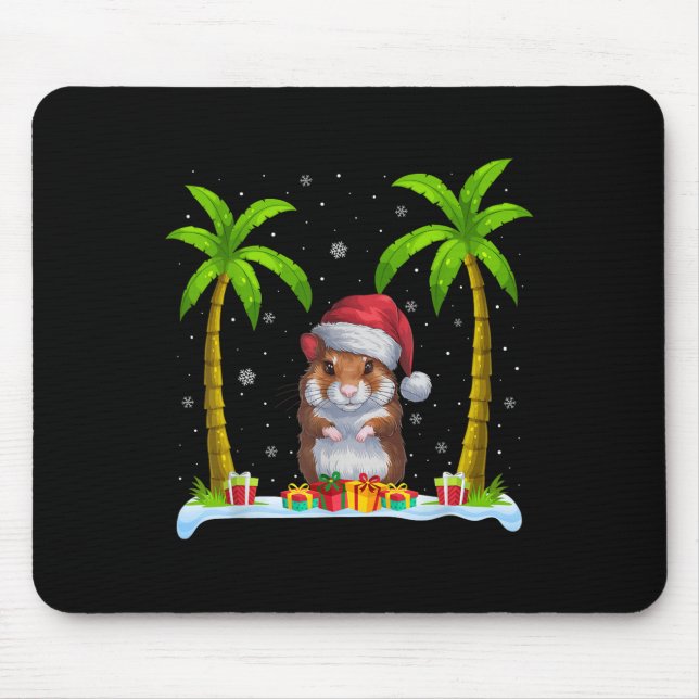 Hamster Weihnachtsmannmütze Palm Tree Beach Xmas P Mousepad (Vorne)