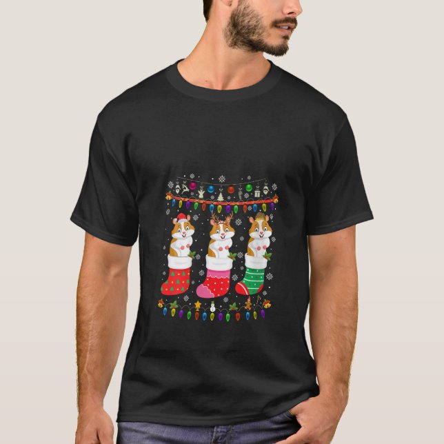 Hamster Weihnachtssocken Ugly Christmas Sweater Pa T-Shirt (Vorderseite)