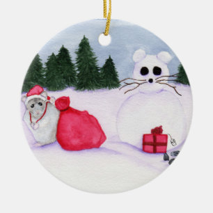 Hamster-Weihnachtsverzierung Keramikornament
