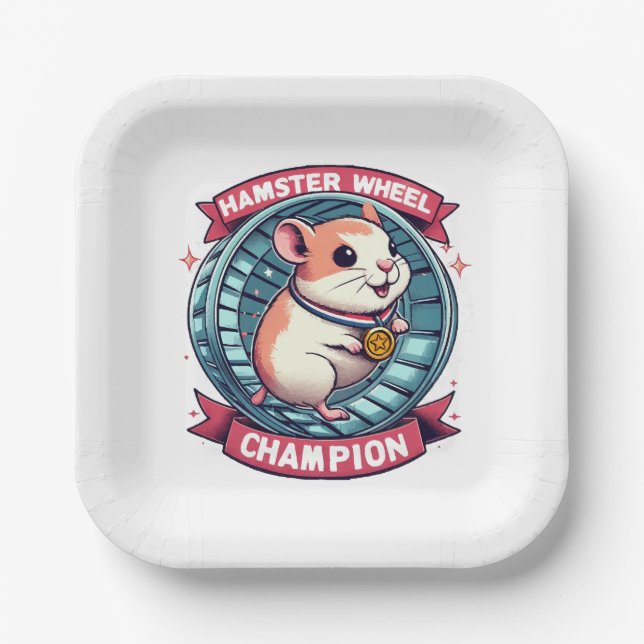 Hamster Wheel Champion Pappteller (Vorderseite)