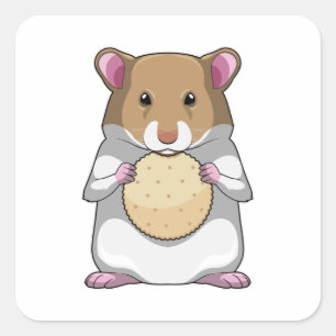 Hamster with Biscuit Quadratischer Aufkleber
