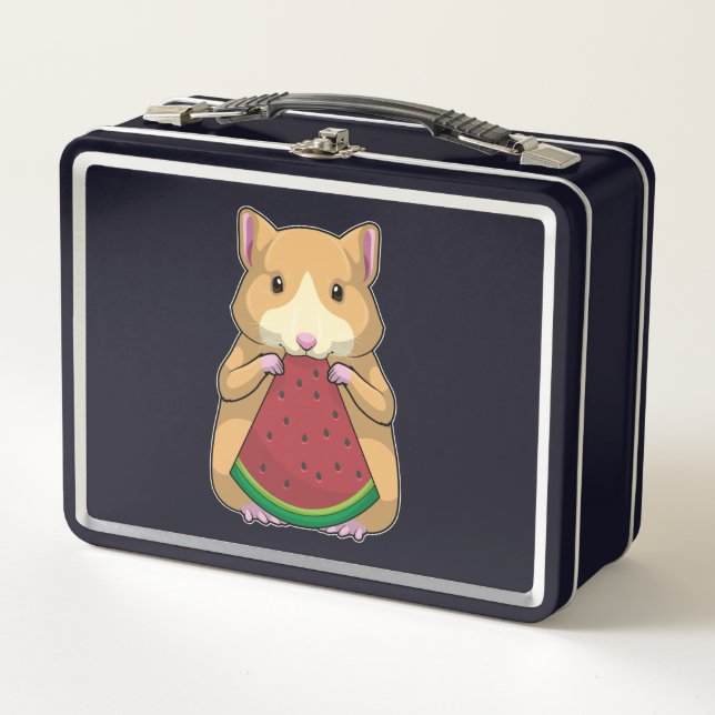 Hamster with Watermelon Metall Brotdose (Vorderseite)