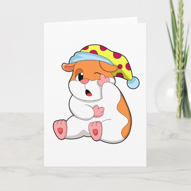 Hamster zum Schlafen mit Schlafmütze Karte (Vorderseite)