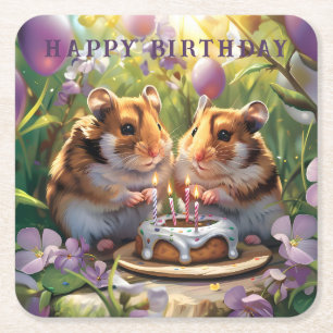 Hamsters Geburtstagsparty Geburtstag Rechteckiger Pappuntersetzer