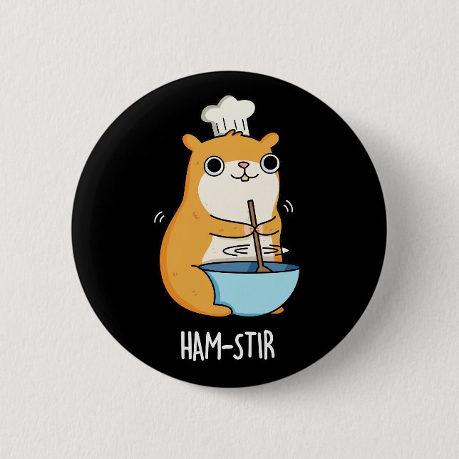 Hamstir Funny Chef Hamster Pun Dark BG Button (Vorderseite)