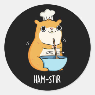 Hamstir Funny Hamster Pun Dark BG Runder Aufkleber