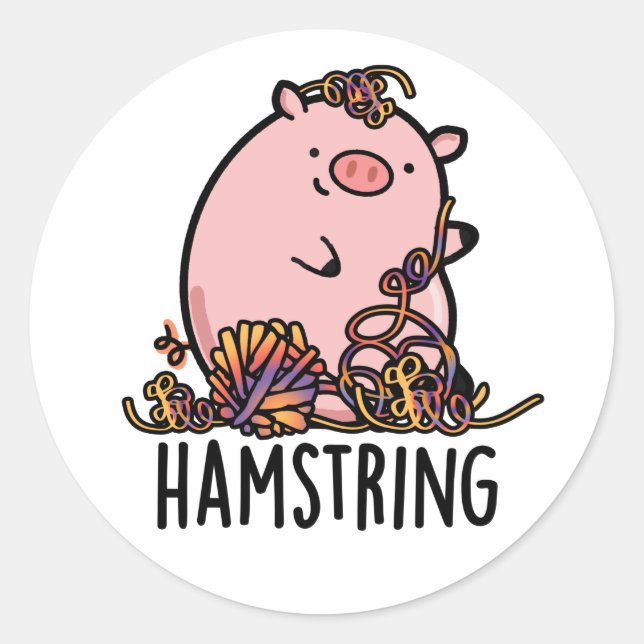 Hamstring Funny Pig Pun Runder Aufkleber (Vorderseite)