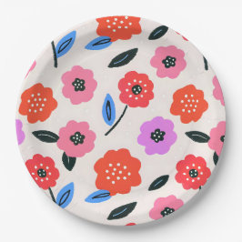 Han zeichnet Blumenmuster Pappteller
