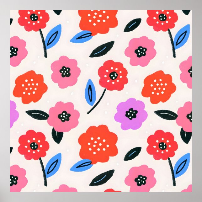 Han zeichnet Blumenmuster Poster (Vorne)
