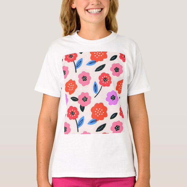 Han zeichnet Blumenmuster T-Shirt (Vorderseite)