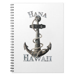 Hana Hawaii Vacation Nautical Anchor Sailing Notizblock