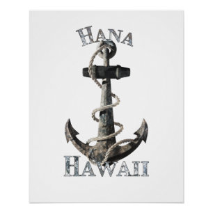 Hana Hawaii Vacation Nautical Anchor Sailing Poster