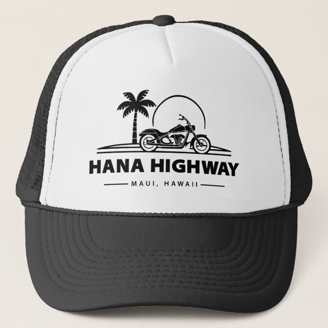 Hana Highway Maui Hawaii Motorrad Truckerkappe (Vorderseite)