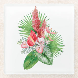 Hana Hou! (Weiße) hawaiianische Blume Glasuntersetzer