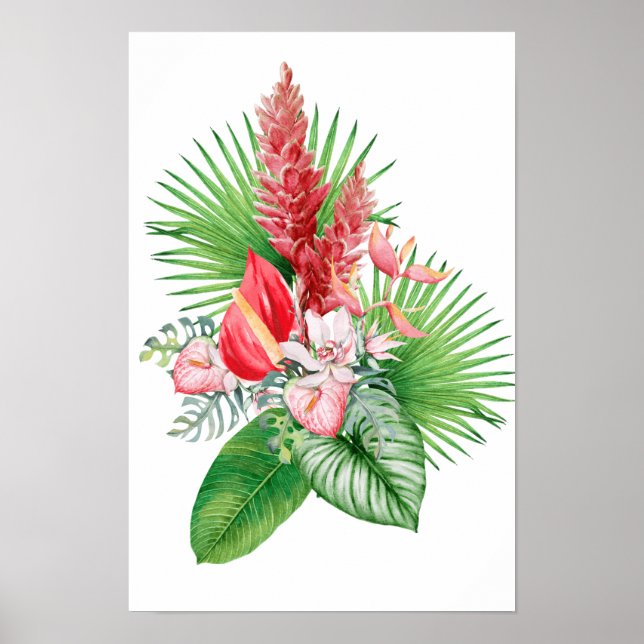 Hana hou! (Weiße) Hawaiianische Blume Poster (Vorne)