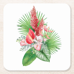 Hana Hou! (Weiße) hawaiianische Blume Rechteckiger Pappuntersetzer
