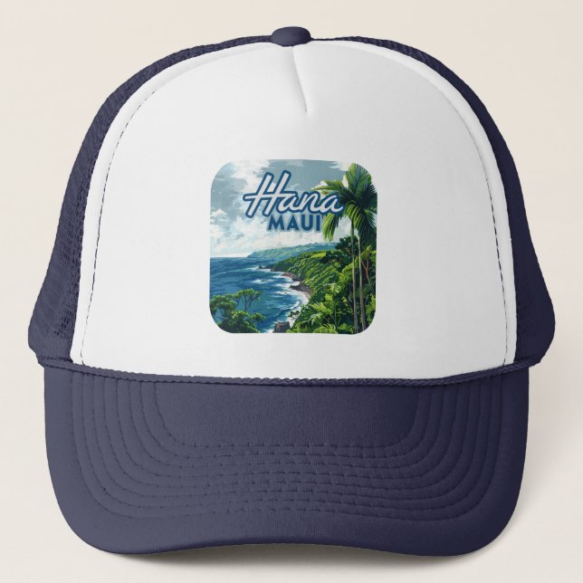 Hana Maui Hawaii Road bis Hana Beach Coast Retro Truckerkappe (Vorderseite)