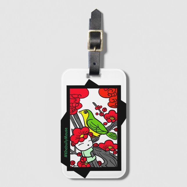 Hanafuda Japanese Playing Cards Khabully Mouse Gepäckanhänger (Vorderseite Vertikal)