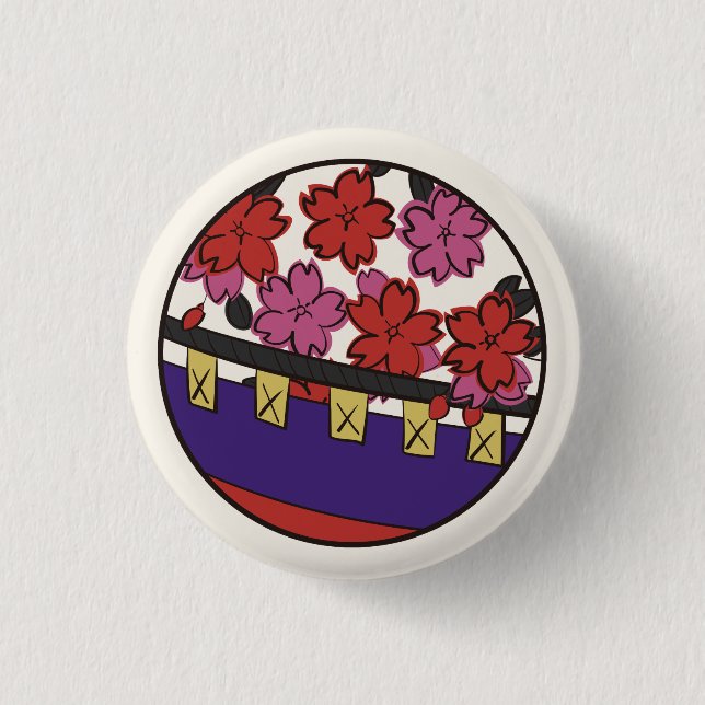 Hanafuda "Sakura-ni-maku" Button (Vorderseite)