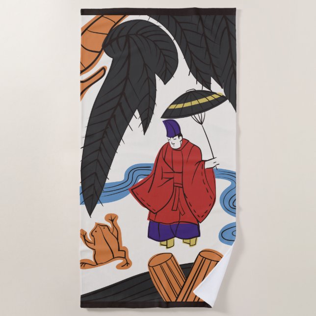 Hanafuda "Yanagi-ni-Ono-Michikaze" Strandtuch (Vorderseite)