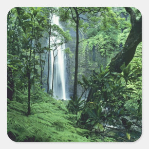 Hanakapiai-Wasserfall entlang der Na Pali Küste, K Quadratischer Aufkleber