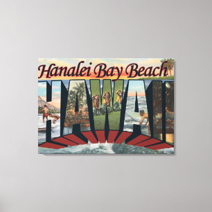 Hanalei Bay Beach, Hawaii - Große Briefszenen Leinwanddruck
