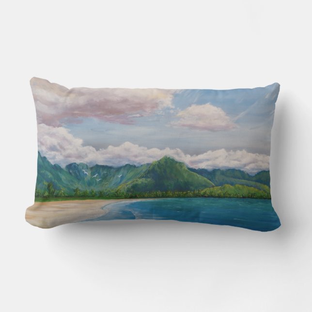 Hanalei Bay Hawaii Painting Lendenkissen (Vorderseite)