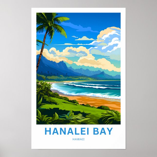 Hanalei Bay Hawaii Travel Print Poster (Vorne)