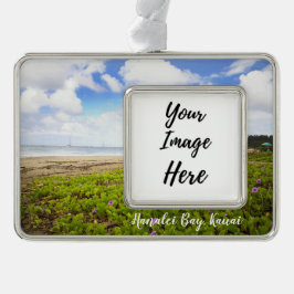 Hanalei Bay Kauai Hawaii Beach Rahmen-Ornament Silber