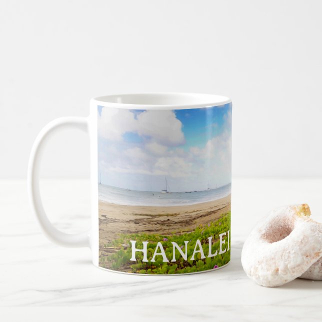 Hanalei Bay, Kauai Hawaii Morning Glory Blume Kaffeetasse (Mit Donut)