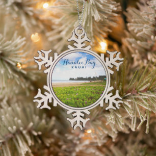 Hanalei Bucht, Kauai Hawaii Schneeflocken Zinn-Ornament