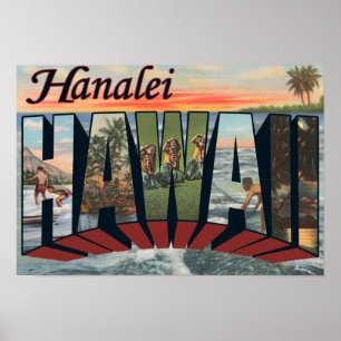 Hanalei, Hawaii - große Buchstabe-Szenen Poster