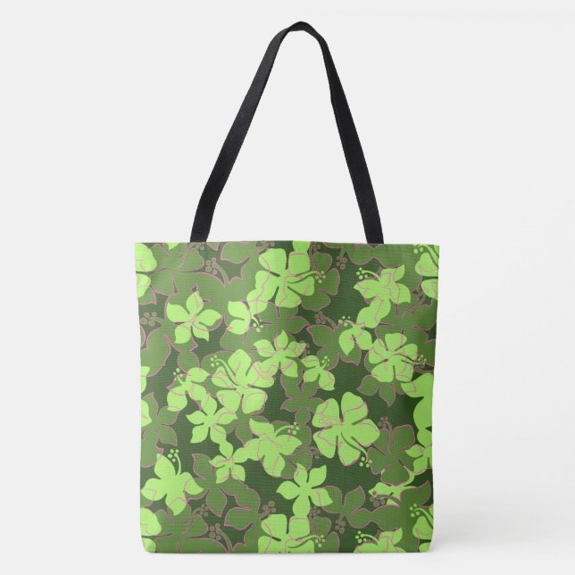 Hanalei Hawaiian Hibiskus Camouflage Floral Beach  Tasche (Vorderseite)