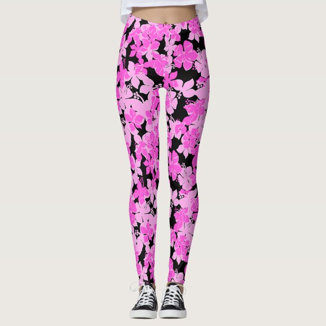 Hanalei Hawaiian Hibiskus Camouflage Floral Leggings (Vorderseite)