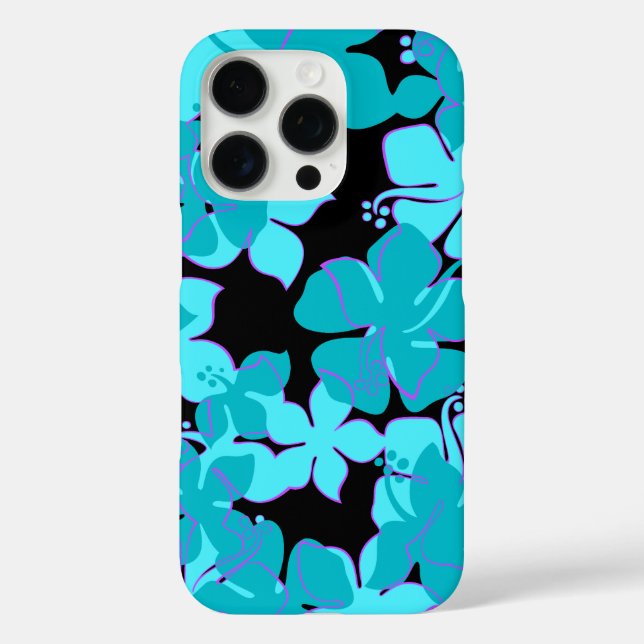 Hanalei Hawaiian Hibiskus Floral Aquamarin iPhone 16 Pro Hülle (Rückseite)