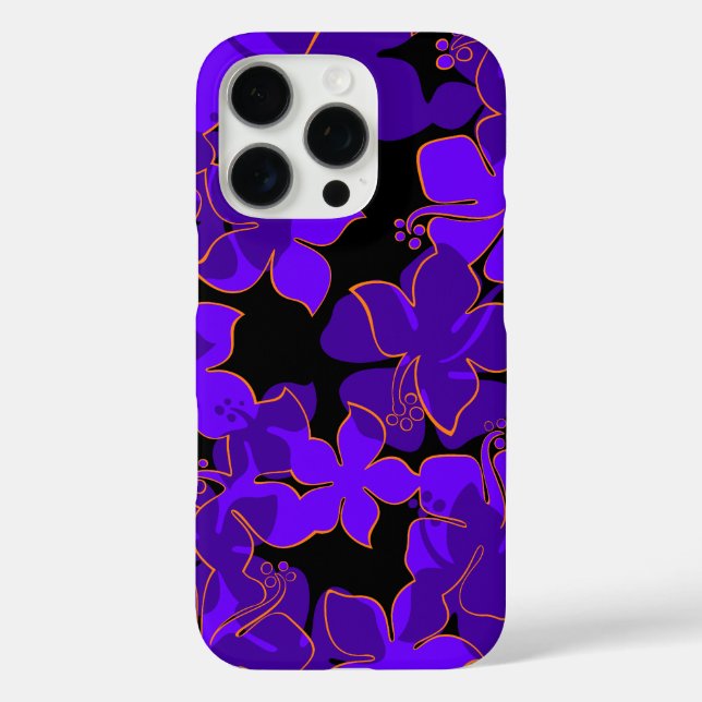 Hanalei Hawaiian Hibiskus Floral Lila iPhone 16 Pro Hülle (Rückseite)