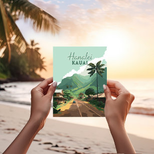 Hanalei Kauai Hawaii Bay Mountains Green Postkarte