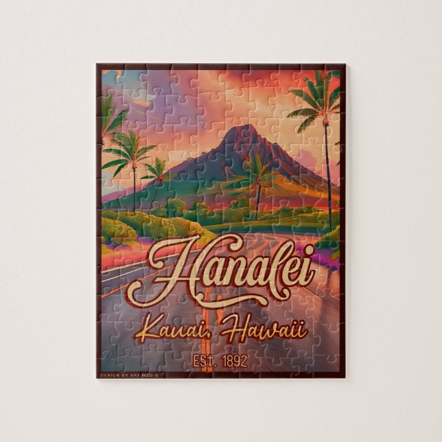 Hanalei Kauai Hawaii Retro Volcano Road 1950s (Vertikal)