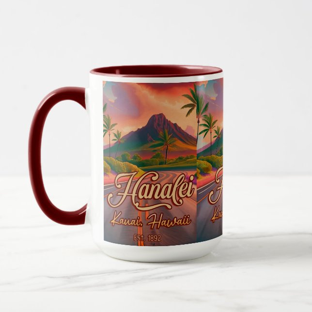 Hanalei Kauai Hawaii Retro Volcano Road 1950s Tasse (Links)