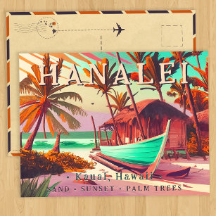 Hanalei Kauai Hawaii tropischer Sonnenuntergang Pa Postkarte