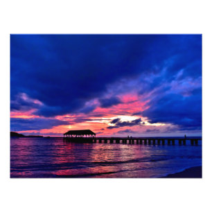 Hanalei Pier am Sonnenuntergang - Kauai, Hawaii Fotodruck