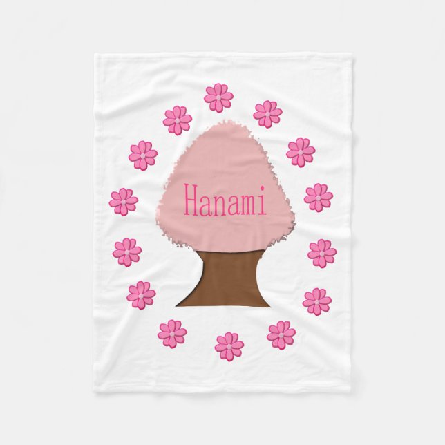 Hanami Japanese Cherry Tree Fleecedecke (Vorderseite)